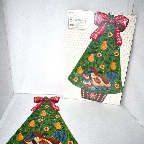 Hester & Cook 12 Die-cut Partridge Placemat 11.5" x 17.8" NWT - Picture 2 of 4